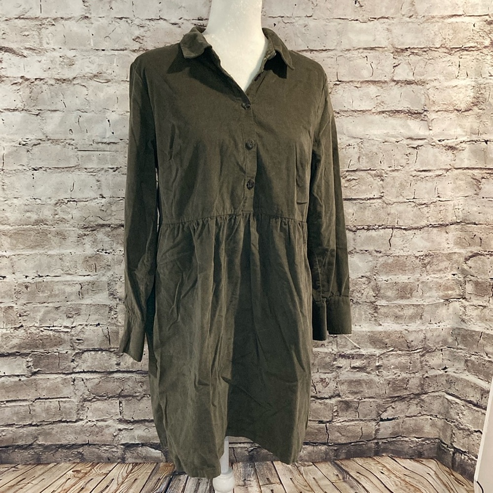 Nine West Jeans Forest Green Long Sleeve Dress